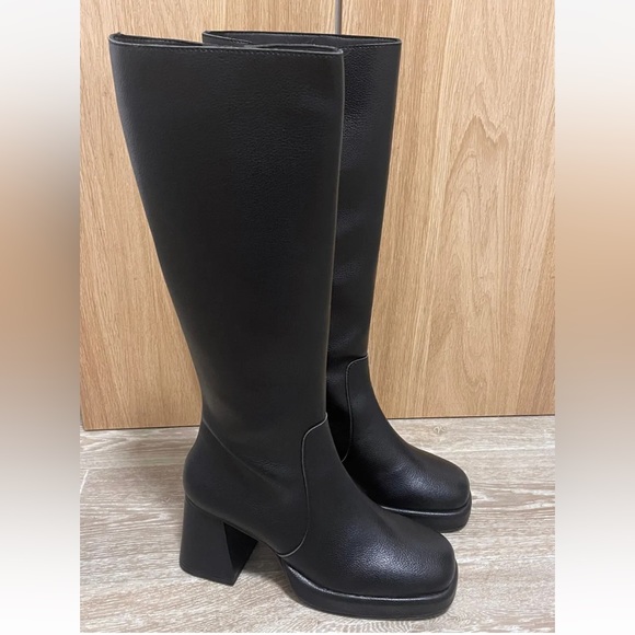 Urban Outfitters Shoes - Urban Outfitters Black Vix Knee Boots EU 38/ UK 5 Faux Leather Vegan  BN
